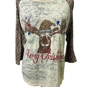 Southern Grace Boutique Merry Christmas Moose Graphic Top Size XL